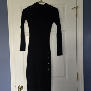 Say What? Black Long Sleeve Dress with Button Detail